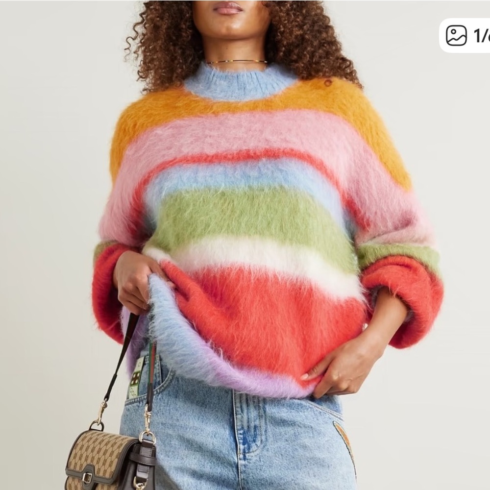 Alemais Colorful Boyfriend Fuzzy Sweater Small